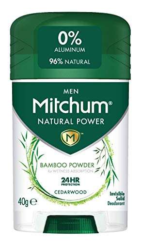 Mitchum Men Natural Deodorant Stick, Aluminium Free, Vegan, Cruelty Free, 96% Natural Ingredients, Cedarwood - £2.25 S&S