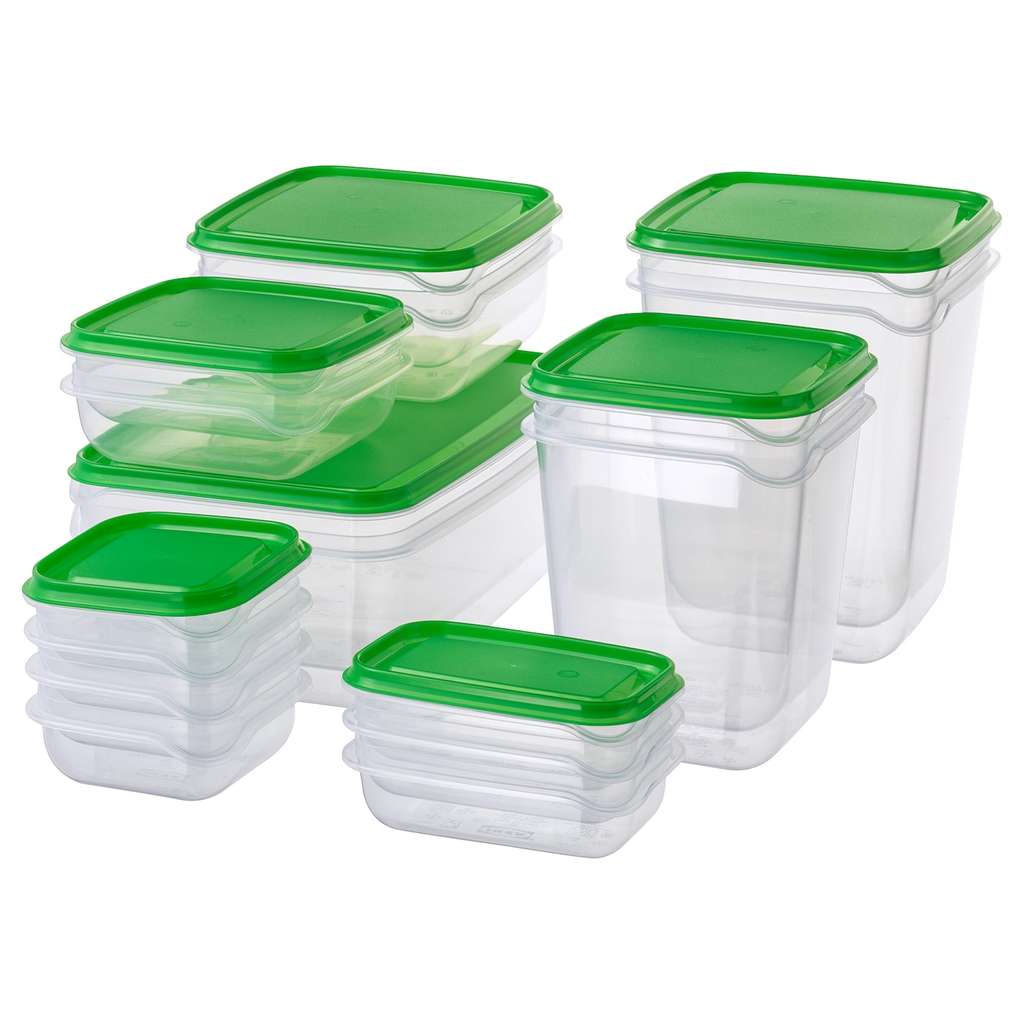 Set of 17 PRUTA Food container with Lids, Lightweight, Stackable, Transparent (Ikea Members via App) - Free Click & Collect