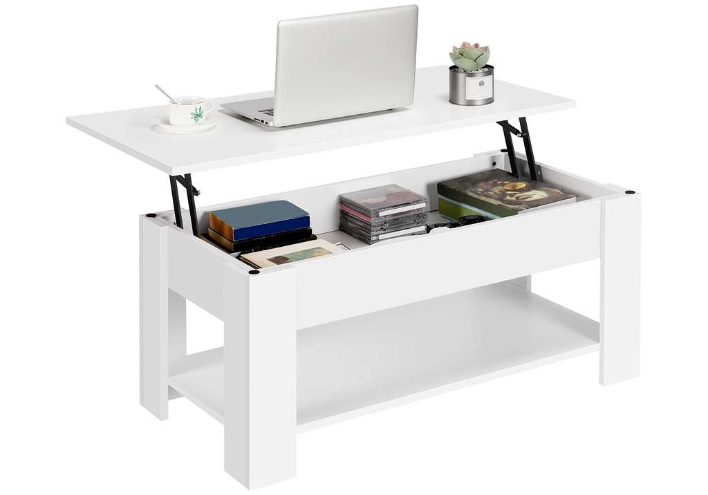 Lift Up Top Coffee Table with Storage Compartment & Shelf, White - W/Voucher sold & FB yaheetech - Prime exclusive
