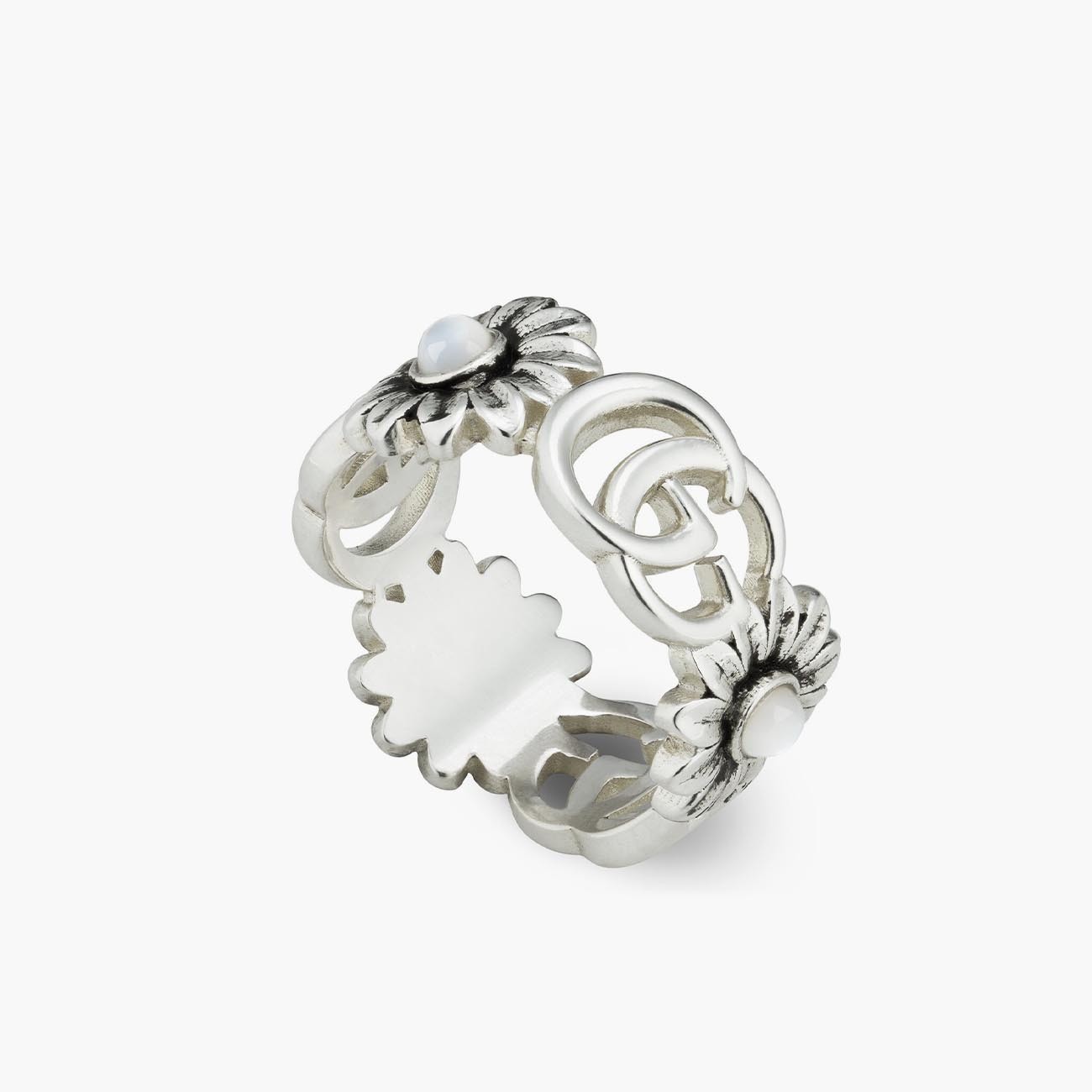 GG Marmont Silver Turquoise  Flower Ring