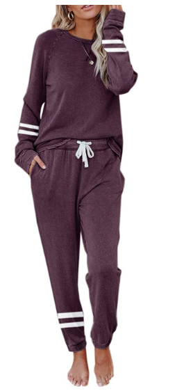 Eurivicy Women's 2-Pack Colorblock Long Sleeve Sweatshirt and Drawstring Lounge Pants Loose Tracksuit Set